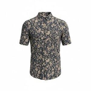 Warehouse Men's Dusty Blue Floral T-Shirts Button Up Slim Fit XL
